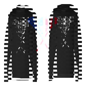 Lacrosse Usa Flag Lax Helmet Sticks 4Th Of July Lacrosse Long Sleeve T-Shirt T-Shirt | Mazezy