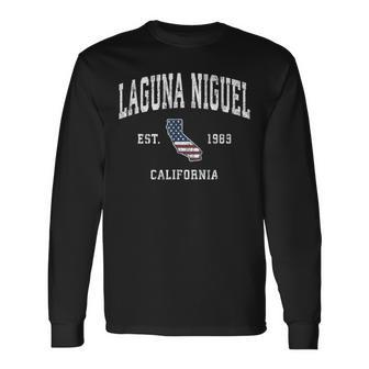 Laguna Niguel California Ca Vintage American Flag Sports Des Long Sleeve T-Shirt | Mazezy