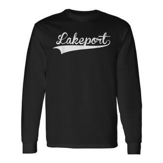 Lakeport Baseball Vintage Retro Font Long Sleeve T-Shirt | Mazezy