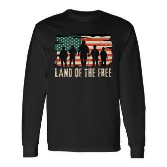 Land Of The Free Patriotic American Flag Usa 4Th Of July Long Sleeve T-Shirt T-Shirt | Mazezy