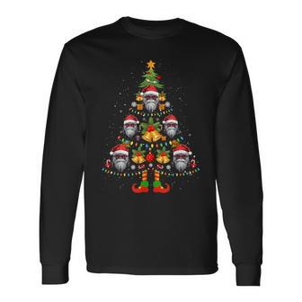 Langur Mammal Santa Hat Christmas Tree Light Xmas Pajama Long Sleeve T-Shirt | Mazezy