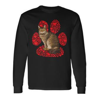 Laperm Valentines Day Cat Love Paw Long Sleeve T-Shirt | Mazezy