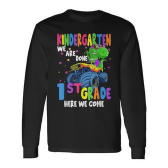 Last Day Of School Kindergarten Truck Dinosaur Graduate Long Sleeve T-Shirt T-Shirt | Mazezy DE