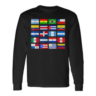 Latin American Flags Hispanic Heritage Month Long Sleeve T-Shirt - Monsterry UK