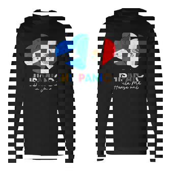 Latin Honduras Mexico Flag Heart Hispanic Heritage Month Long Sleeve T-Shirt - Thegiftio