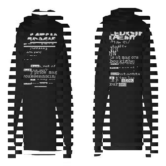 Leadership Definition Leader Office Teamwork Influencer Boss Long Sleeve T-Shirt | Mazezy