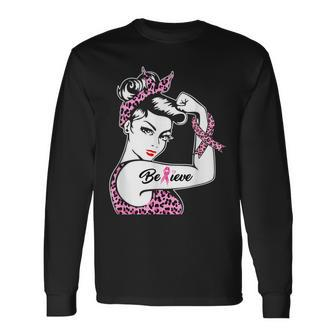 Leapard Breast Cancer Awareness Warrior Support Believe Long Sleeve - Monsterry AU