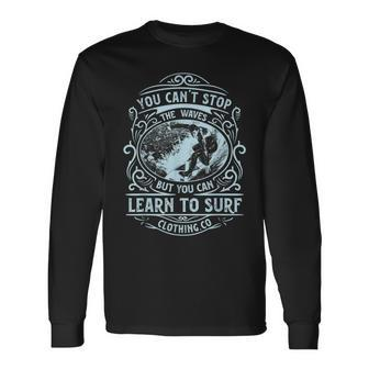Learn To Surf Novelty Graphic For Motivational Top Long Sleeve T-Shirt | Mazezy