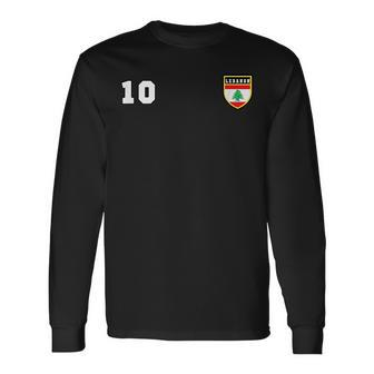 Lebanon Number 10 Soccer Flag Football Lebanese Long Sleeve T-Shirt T-Shirt | Mazezy