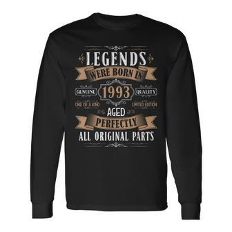 Legends Born In 1993 30Th Birthday 30 Years Old Bday Men Long Sleeve T-Shirt - Seseable