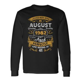 Legends Born In August 1982 41 Years Old 41St Birthday Long Sleeve T-Shirt - Monsterry UK