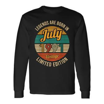 Legends Are Born In July 1991 30Th Birthday 30Th Birthday Long Sleeve T-Shirt T-Shirt | Mazezy