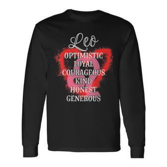 Leo Zodiac Sign July August Birthday Facts Heart Background Long Sleeve T-Shirt T-Shirt | Mazezy CA