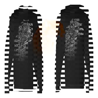 Leopard Cheetah Tiger Leopard Face Lion Cat Long Sleeve T-Shirt - Monsterry