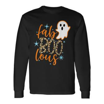 Leopard Fab Boo Lous Boo Ghost Halloween Horror Ghost Halloween Long Sleeve T-Shirt | Mazezy