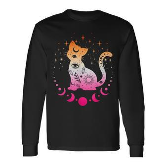 Lesbian Pride Flag Colors Astronomy Cat Long Sleeve T-Shirt T-Shirt | Mazezy