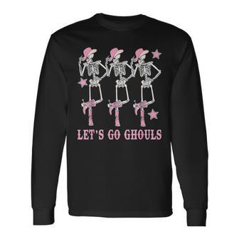 Let's Go Ghouls Western Skeletons Bachelorette Halloween Long Sleeve T-Shirt | Mazezy