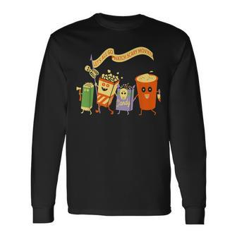 Let's All Go Watch Scary Movies Popcoin Halloween Long Sleeve - Monsterry