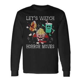 Let's Watch Horror Movies Spooky Ghost Scary Halloween Long Sleeve T-Shirt - Thegiftio UK
