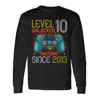 Level 10 Unlocked 10Th Birthday Boy Gaming 10 Year Old Gamer Long Sleeve T-Shirt - Thegiftio UK