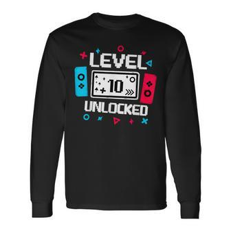 Level 10 Unlocked Gamer 10Th Birthday Video Game Lovers Long Sleeve - Monsterry UK