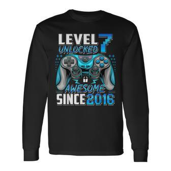 Level 7 Unlocked Awesome Since 2016 7Th Birthday Gaming Long Sleeve - Monsterry DE