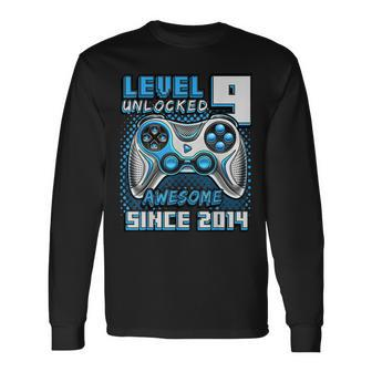 Level 9 Unlocked Awesome 2014 Video Game 9Th Birthday Boy Long Sleeve - Seseable