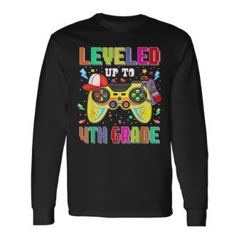 Leveled Up To 4Th Grade Gamer First Day Boys Back To School Long Sleeve T-Shirt - Monsterry DE