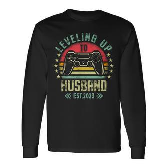 Leveling Up To Husband Level Unlocked Bachelor Party Grooms Long Sleeve