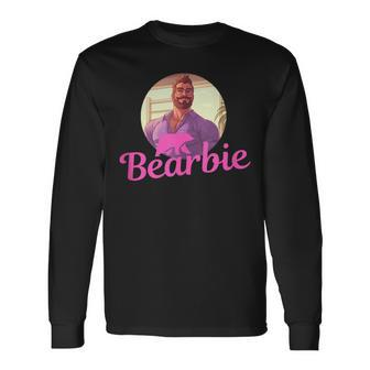 Lgbt Daddy Bearbie Gay Pride Month Handsome Bear Cub Dad Long Sleeve T-Shirt - Seseable