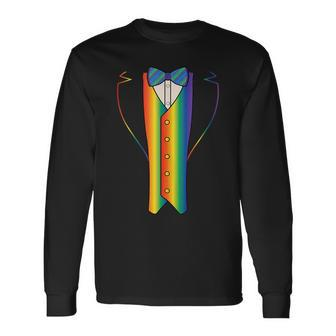 Lgbt Gay Pride Tuxedo Wedding Long Sleeve T-Shirt T-Shirt | Mazezy