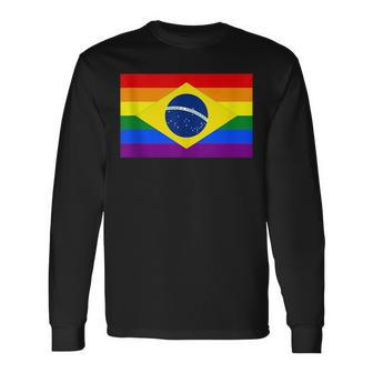 Lgbt Pride Brazilian Flag Lgbtqia Brazil Long Sleeve T-Shirt | Mazezy