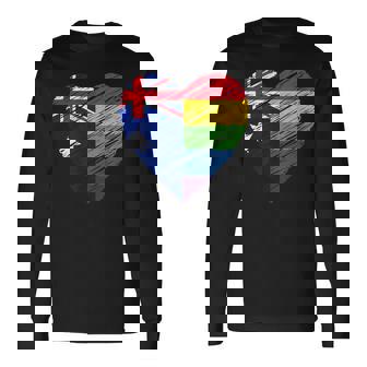 Lgbtq Australia Gay Pride Heart For Gay Lesbian Love Lgbt Long Sleeve T-Shirt T-Shirt | Mazezy