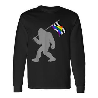Lgbtq Straight Alliance Pride Flag On Straight Gay Ally Long Sleeve T-Shirt - Seseable