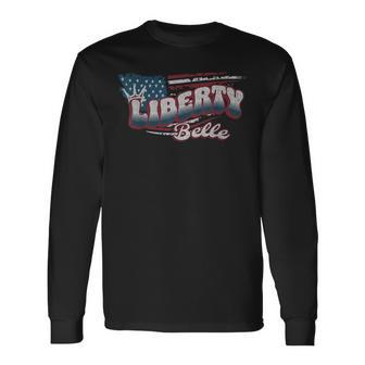 Liberty Belle July 4 American Usa Flag Crown Cute Patriotic Patriotic Long Sleeve T-Shirt T-Shirt | Mazezy