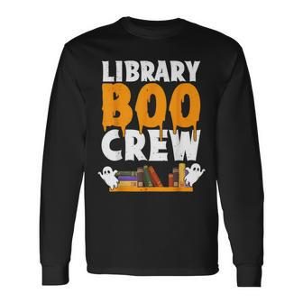 Library Boo Crew Ghost Retro Halloween Costume Book Lover Long Sleeve T-Shirt