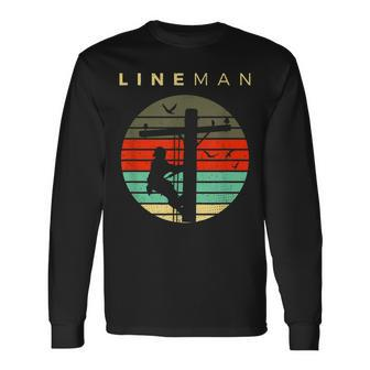Lineman Retro Electrician Technical Long Sleeve T-Shirt T-Shirt | Mazezy