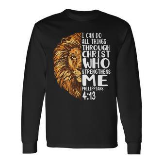 Lion With Bible Verses Philippians Long Sleeve T-Shirt | Mazezy