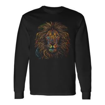 Lion Colorful Lions King Of Animals From Africa Long Sleeve T-Shirt - Monsterry DE