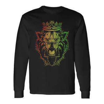 Lion Of Judah Rastafarian Long Sleeve T-Shirt T-Shirt | Mazezy