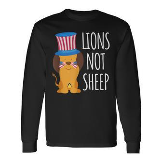 Lions Not Sheep Cute Patriotic Lion Long Sleeve T-Shirt | Mazezy