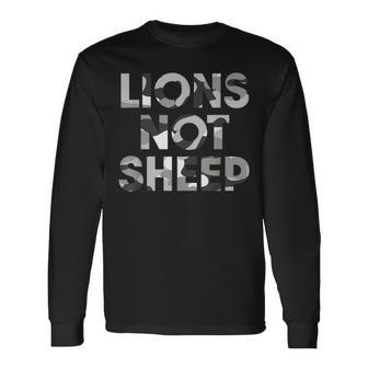 Lions Not Sheep Grey Gray Camo Camouflage Long Sleeve T-Shirt T-Shirt | Mazezy