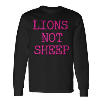 Lions Not Sheep Pink Distressed Graphic Long Sleeve T-Shirt | Mazezy