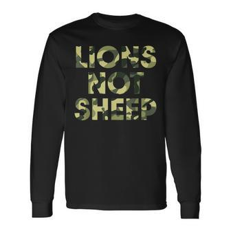 Lions Not Sheep Regular Green Camo Camouflage Long Sleeve T-Shirt | Mazezy