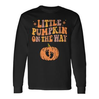 Little Pumpkin On The Way Pregnancy Announcement Halloween Long Sleeve T-Shirt - Monsterry AU