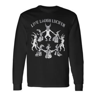 Live Laugh Lucifer Horror Satan Satanic Demonc Devil Goat Long Sleeve T-Shirt | Mazezy