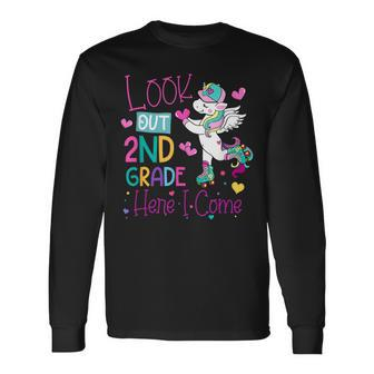 Look Out 2Nd Grade Grade Here I Come Unicorn Long Sleeve T-Shirt | Mazezy CA
