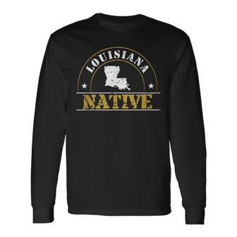 Louisiana Native State Pride Distressed Long Sleeve T-Shirt T-Shirt | Mazezy