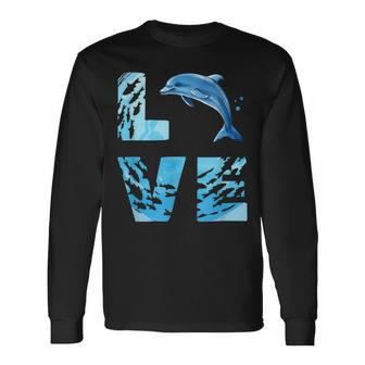 Love Bottlenose Dolphin Whale Sea Animals Marine Mammal Long Sleeve T-Shirt | Mazezy