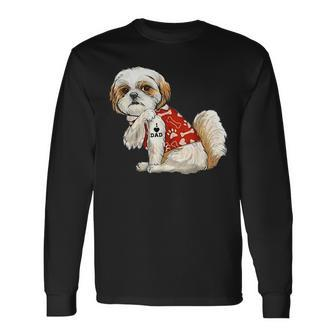 I Love Dad Tattoo Shih Tzu Dad Fathers Day Long Sleeve T-Shirt - Seseable